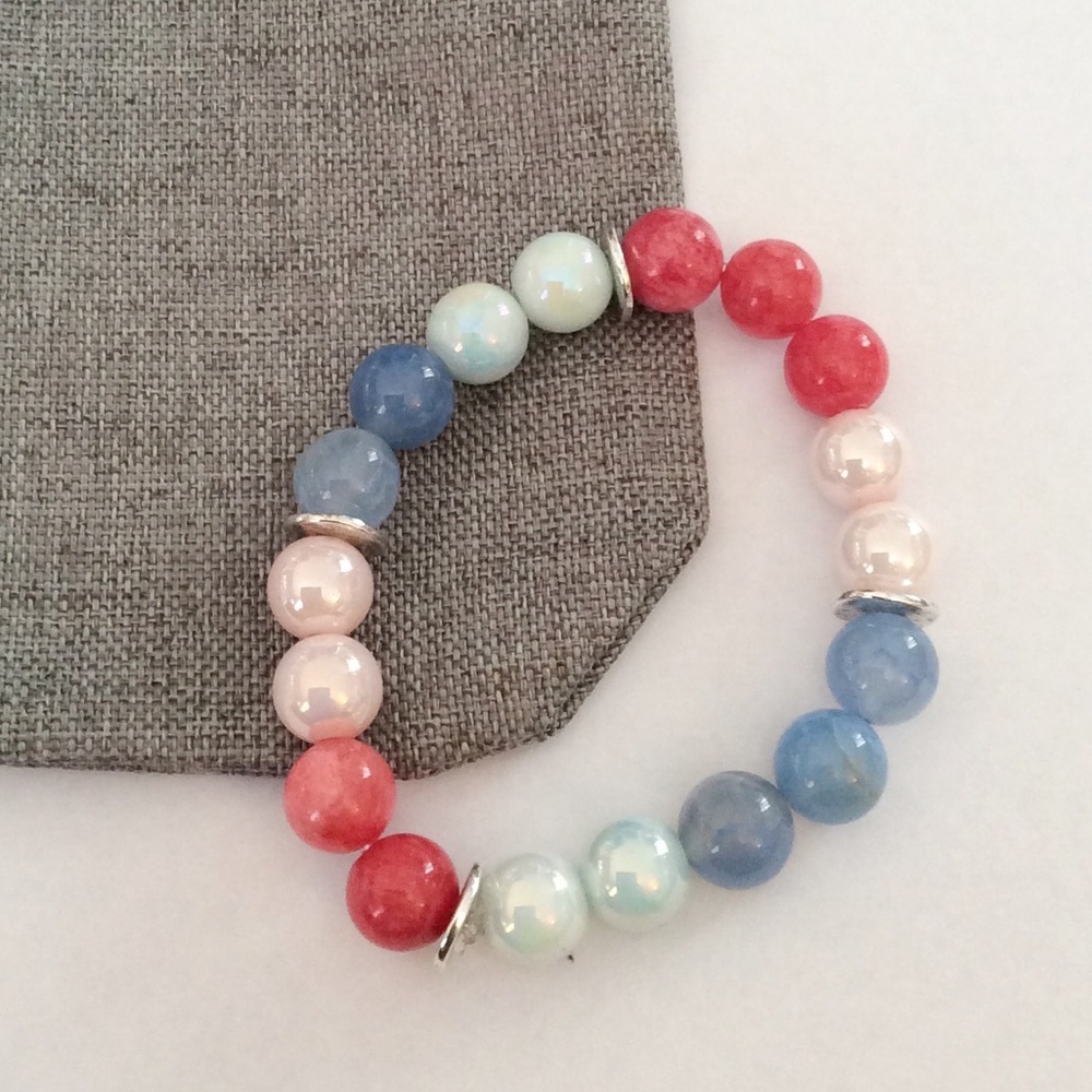 Glass Bead Stretch Bracelet New